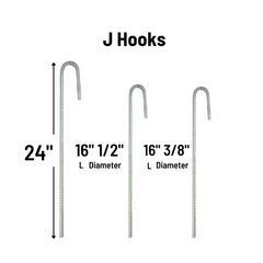 J HOOK Rebar 10 Pack: Choose size based on soil type.